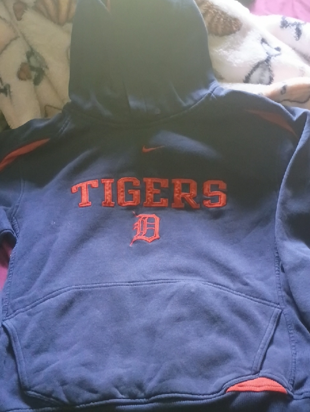 Nike Navy and Orange Detroit Tigers Pullover Hoodie
